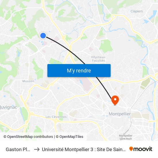 Gaston Planté to Université Montpellier 3 : Site De Saint-Charles map