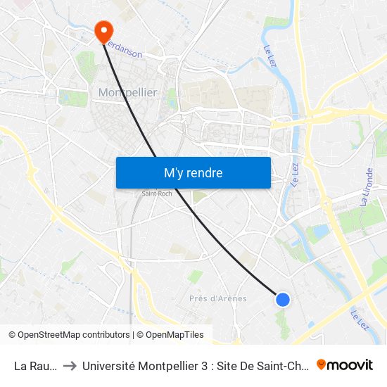 La Rauze to Université Montpellier 3 : Site De Saint-Charles map