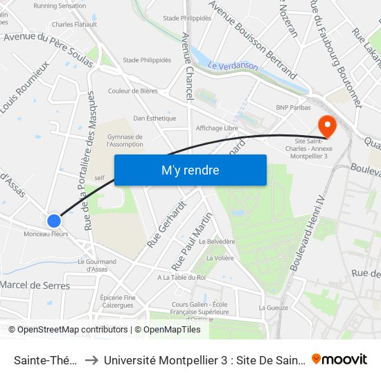 Sainte-Thérèse to Université Montpellier 3 : Site De Saint-Charles map