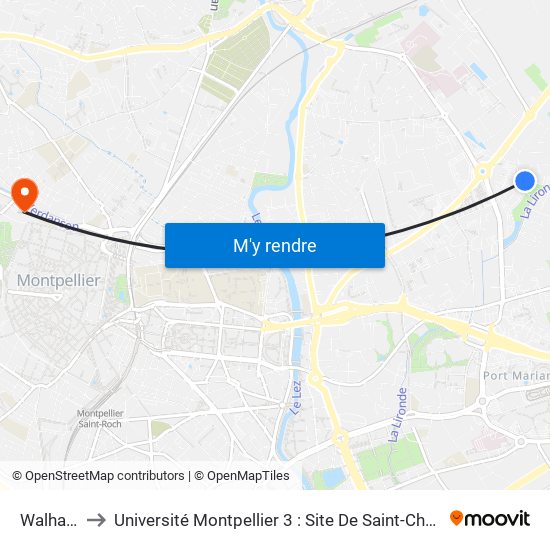Walhalla to Université Montpellier 3 : Site De Saint-Charles map