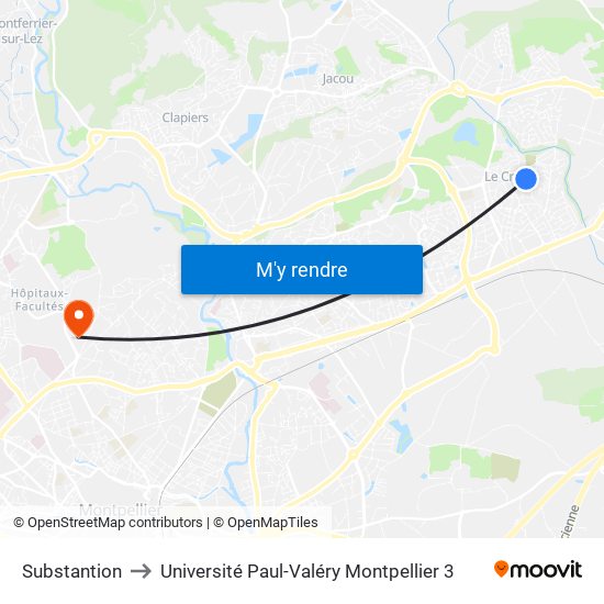 Substantion to Université Paul-Valéry Montpellier 3 map
