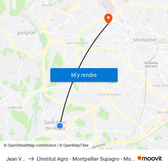 Jean Vilar to L'Institut Agro - Montpellier Supagro - Montpellier map