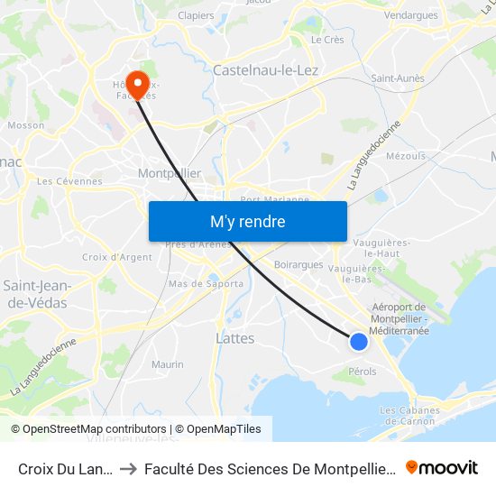 Croix Du Languedoc to Faculté Des Sciences De Montpellier (Campus Triolet) map