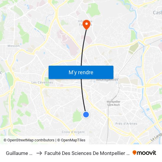 Guillaume Janvier to Faculté Des Sciences De Montpellier (Campus Triolet) map