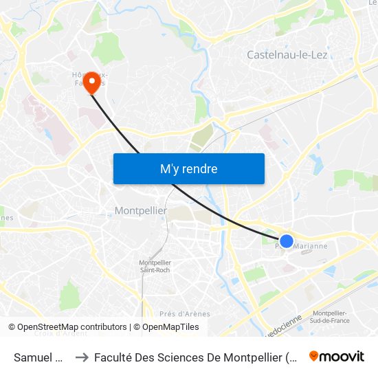 Samuel Morse to Faculté Des Sciences De Montpellier (Campus Triolet) map