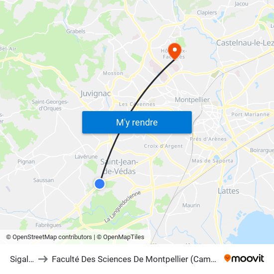 Sigaliès to Faculté Des Sciences De Montpellier (Campus Triolet) map