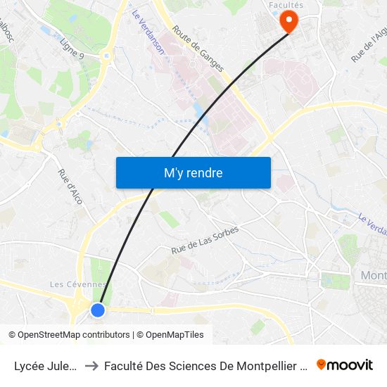 Lycée Jules Ferry to Faculté Des Sciences De Montpellier (Campus Triolet) map