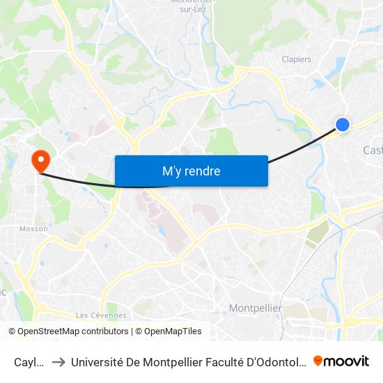 Caylus to Université De Montpellier Faculté D'Odontologie map