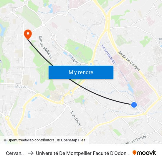 Cervantès to Université De Montpellier Faculté D'Odontologie map