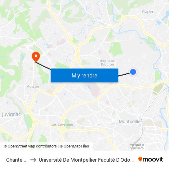 Chantecler to Université De Montpellier Faculté D'Odontologie map