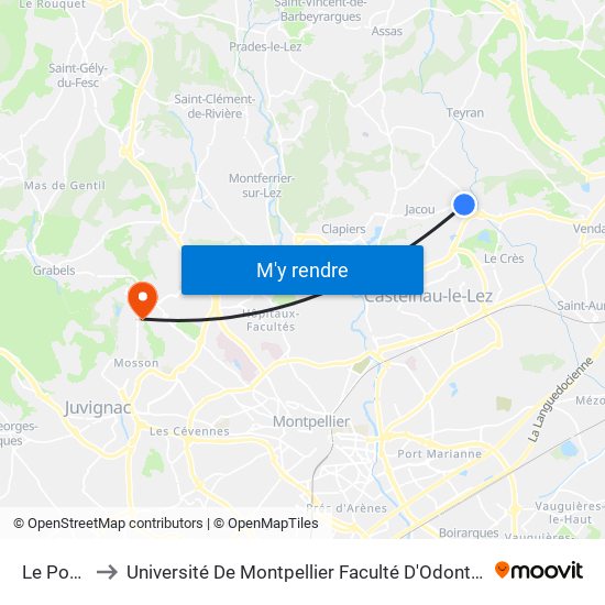 Le Pontil to Université De Montpellier Faculté D'Odontologie map