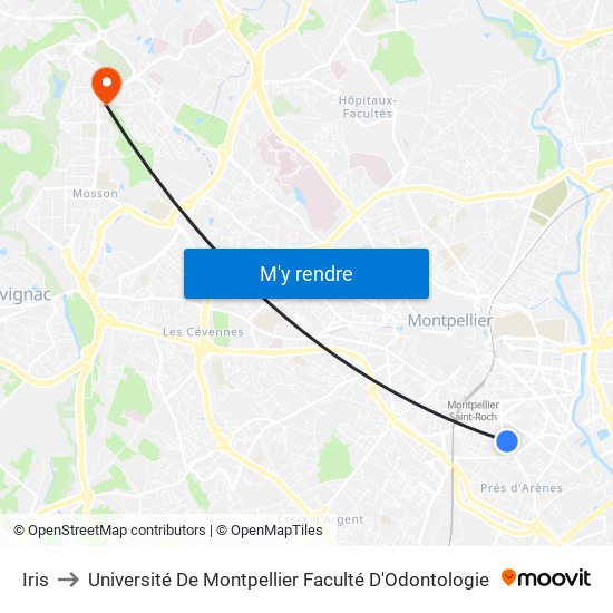 Iris to Université De Montpellier Faculté D'Odontologie map