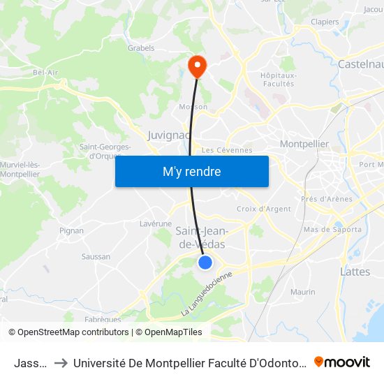 Jasses to Université De Montpellier Faculté D'Odontologie map