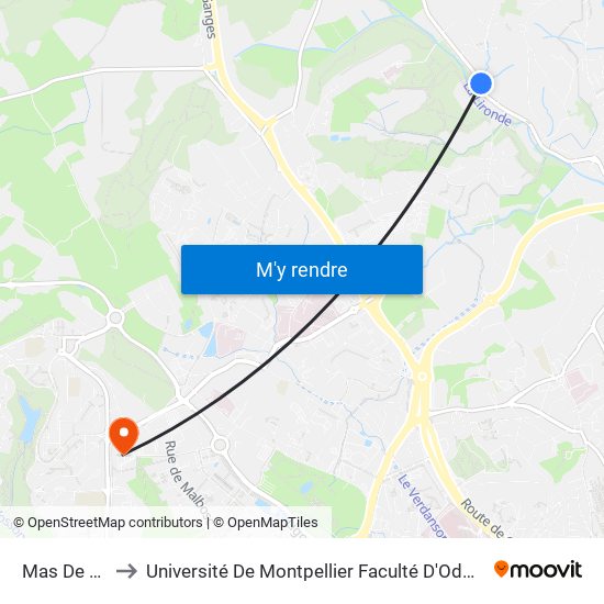 Mas De Gué to Université De Montpellier Faculté D'Odontologie map