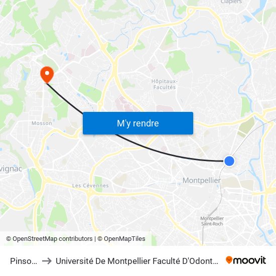 Pinsons to Université De Montpellier Faculté D'Odontologie map