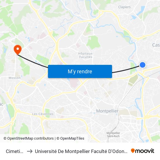 Cimetière to Université De Montpellier Faculté D'Odontologie map