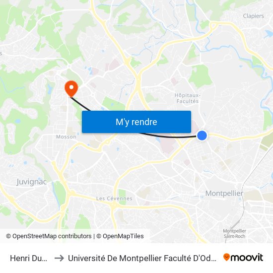 Henri Dunant to Université De Montpellier Faculté D'Odontologie map