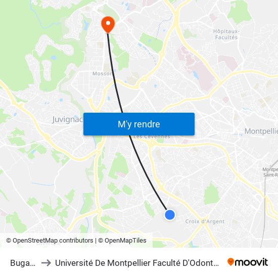 Bugarel to Université De Montpellier Faculté D'Odontologie map