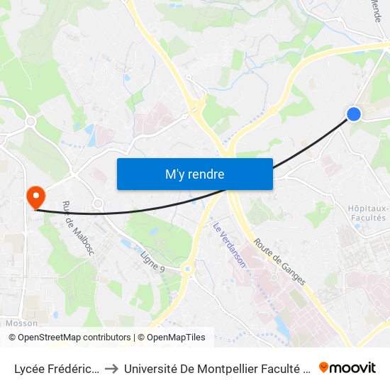 Lycée Frédéric Bazille to Université De Montpellier Faculté D'Odontologie map