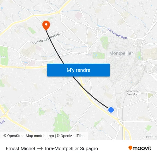 Ernest Michel to Inra-Montpellier Supagro map