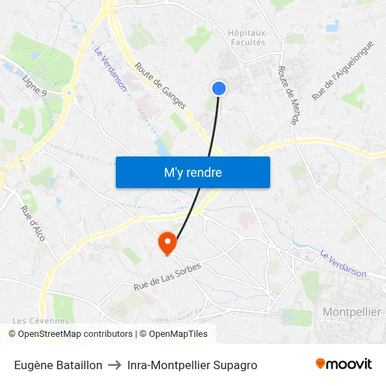 Eugène Bataillon to Inra-Montpellier Supagro map