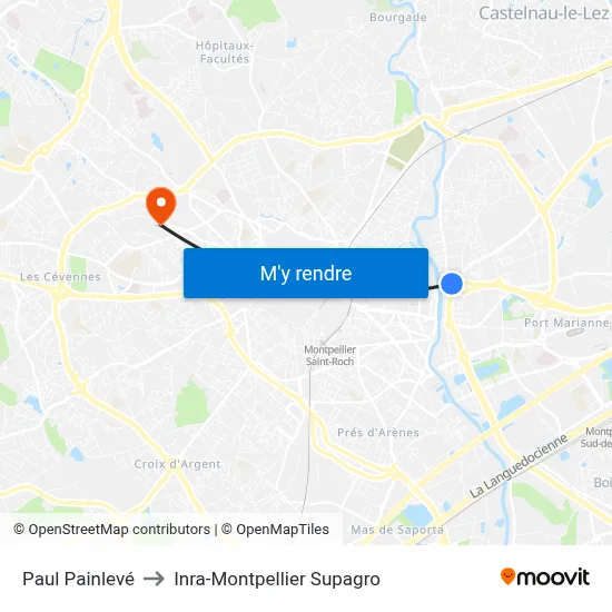 Paul Painlevé to Inra-Montpellier Supagro map
