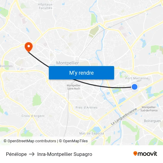 Pénélope to Inra-Montpellier Supagro map