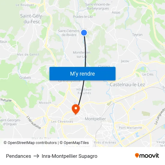 Pendances to Inra-Montpellier Supagro map