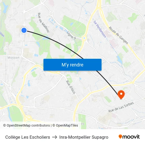 Collège Les Escholiers to Inra-Montpellier Supagro map