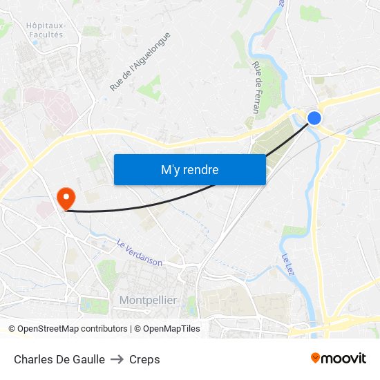 Charles De Gaulle to Creps map