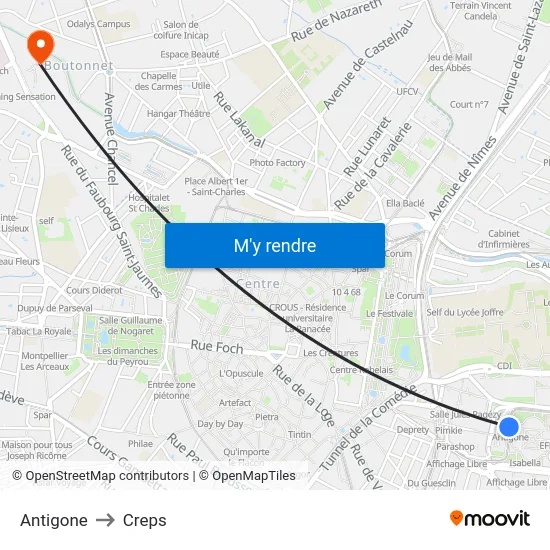 Antigone to Creps map