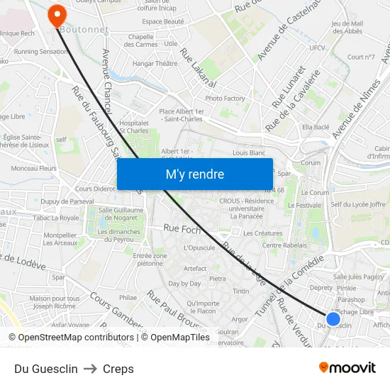 Du Guesclin to Creps map