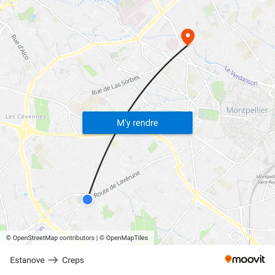 Estanove to Creps map