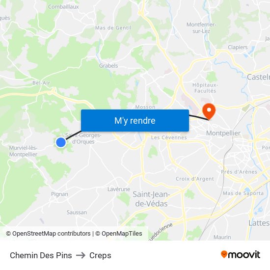 Chemin Des Pins to Creps map