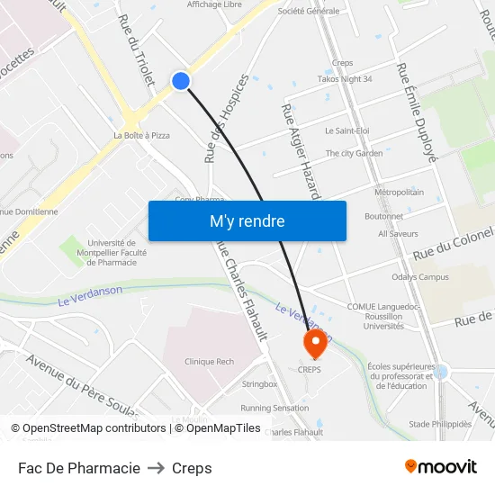 Fac De Pharmacie to Creps map