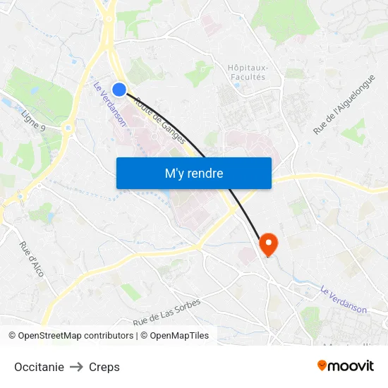 Occitanie Hopitaux - Facultés to Creps map