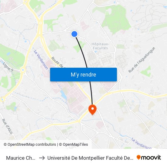 Maurice Chauvet to Université De Montpellier Faculté De Pharmacie map