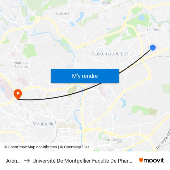 Arènes to Université De Montpellier Faculté De Pharmacie map
