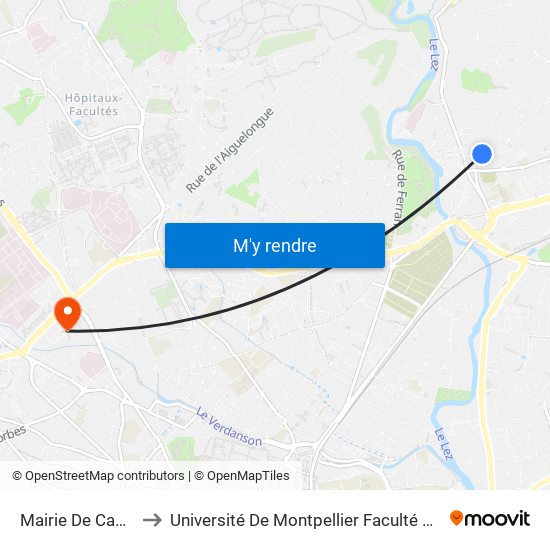 Mairie De Castelnau to Université De Montpellier Faculté De Pharmacie map