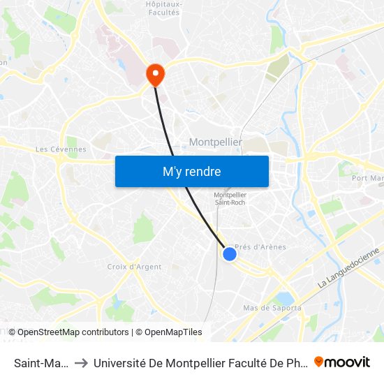 Saint-Martin to Université De Montpellier Faculté De Pharmacie map