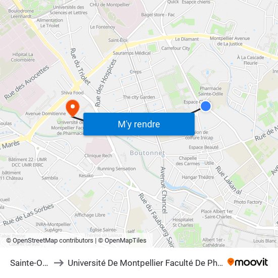 Sainte-Odile to Université De Montpellier Faculté De Pharmacie map