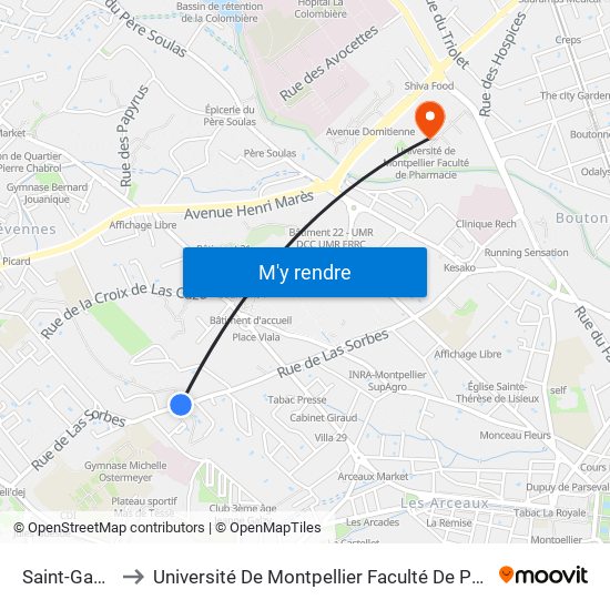 Saint-Gabriel to Université De Montpellier Faculté De Pharmacie map