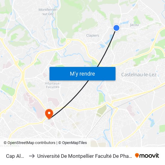Cap Alpha to Université De Montpellier Faculté De Pharmacie map