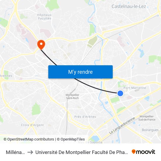 Millénaire to Université De Montpellier Faculté De Pharmacie map