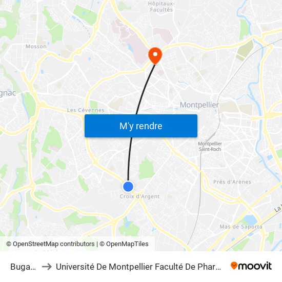 Bugarel to Université De Montpellier Faculté De Pharmacie map