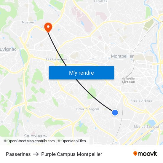 Passerines to Purple Campus Montpellier map