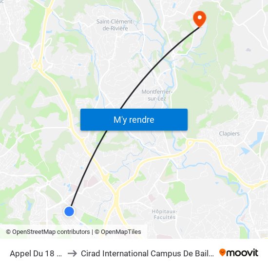 Appel Du 18 Juin to Cirad International Campus De Baillarguet map