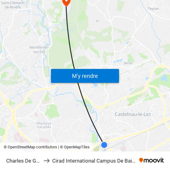 Charles De Gaulle to Cirad International Campus De Baillarguet map