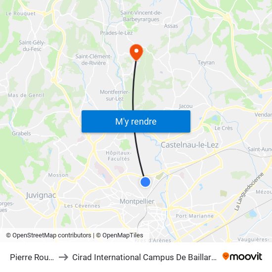 Pierre Rouge to Cirad International Campus De Baillarguet map