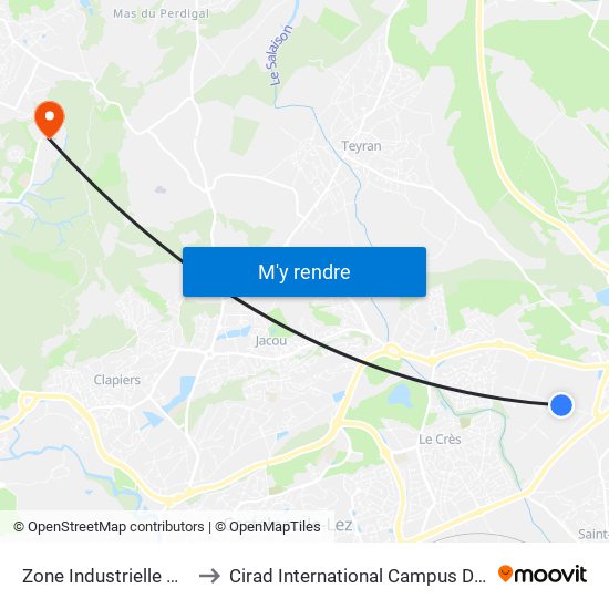 Zone Industrielle Marbrerie to Cirad International Campus De Baillarguet map